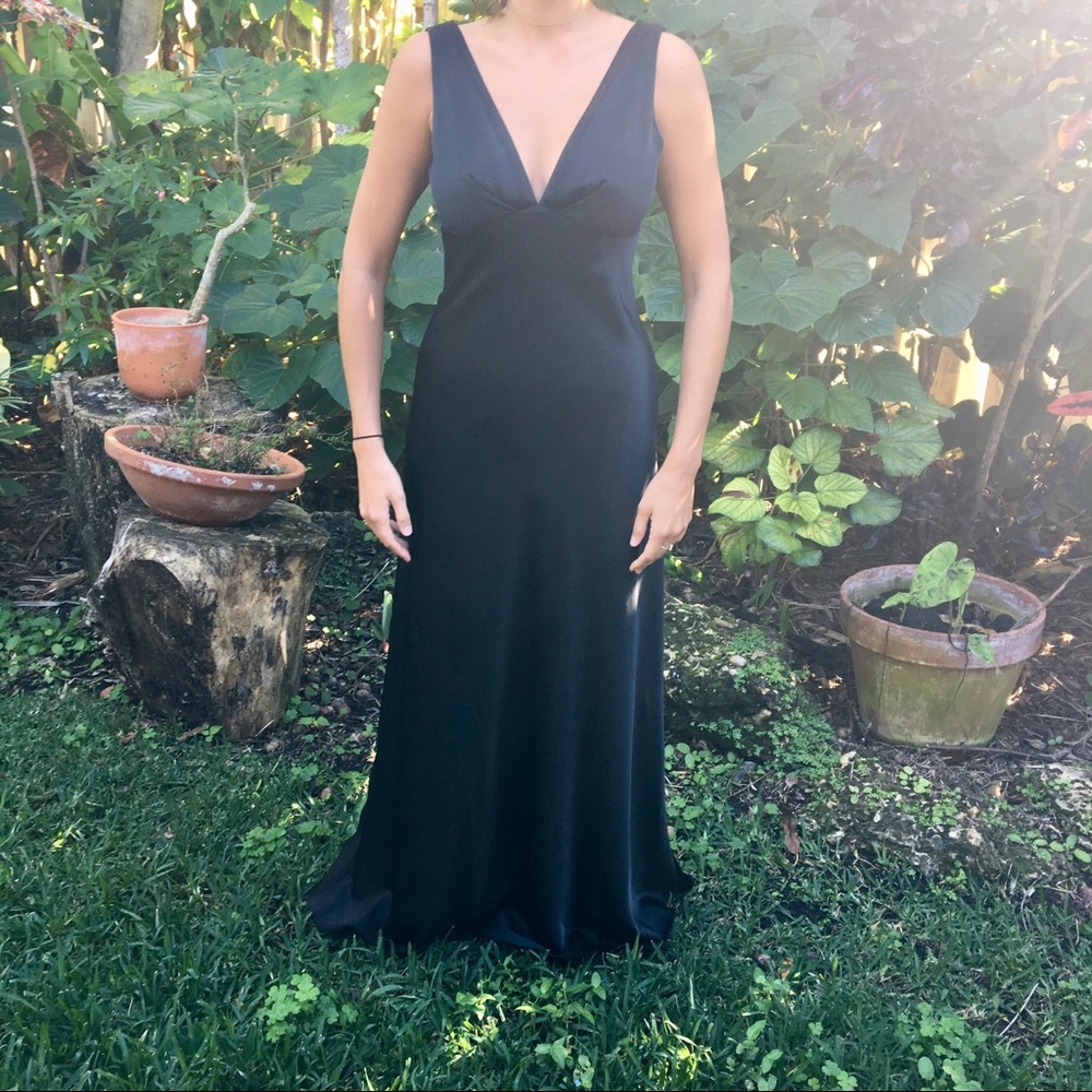 calvin klein black satin gown